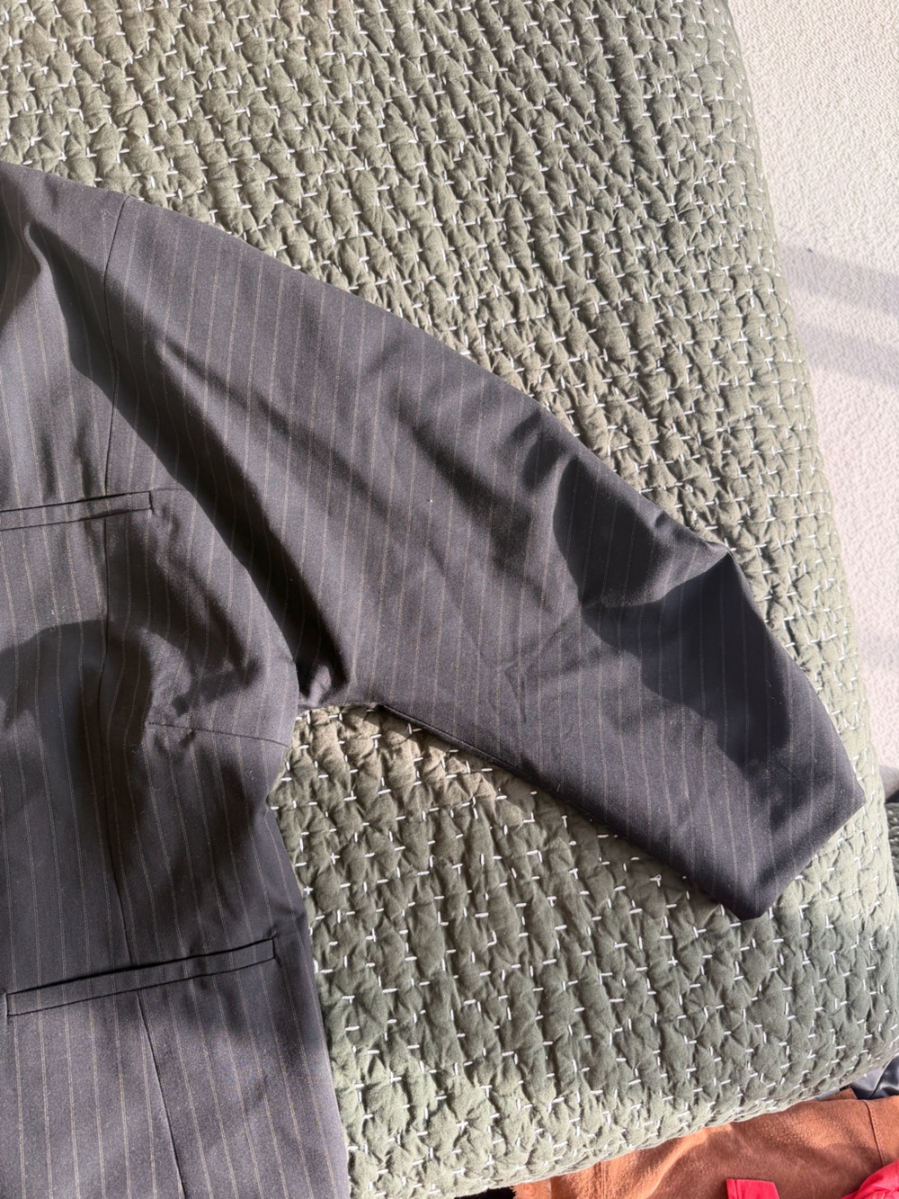 Ganni Black Pinstripe Blazer with Gold-Tone Buttons - Picture 5 of 12